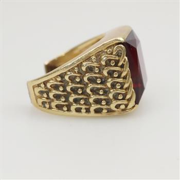 12kt Gold Red Stone Ring