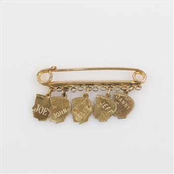 12kt Gold-filled Dangle Charm Pin