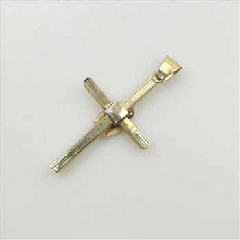 12kt Tri Color Gold Clear Stone Cross Pendant