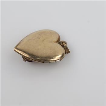 12kt Tri-Color GF Red Stone Heart Locket Pendant