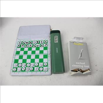 12V Oscillating Fan, Earbud Cleaning Tool, Magnetic Chess, And More, 7 Pieces