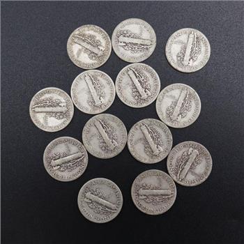 13 US Mercury Silver Dimes