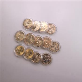 13 US Presidential One Dollar Coins