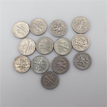 13 US Silver Dimes