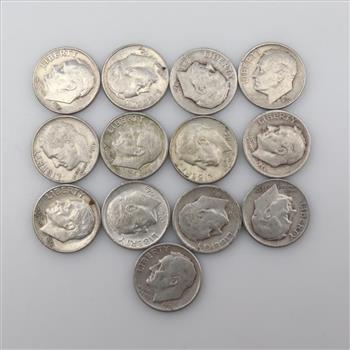 13 US Silver Dimes