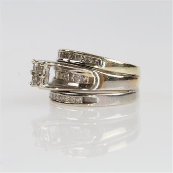 1.30cts TW Diamond 14kt Gold Two-tone Bridal Set-Evaluated By Our Certified Gemologist-AGS/GIA
