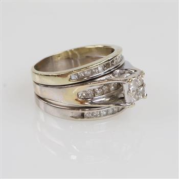 1.30cts TW Diamond 14kt Gold Two-tone Bridal Set-Evaluated By Our Certified Gemologist-AGS/GIA