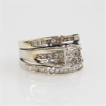1.30cts TW Diamond 14kt Gold Two-tone Bridal Set-Evaluated By Our Certified Gemologist-AGS/GIA