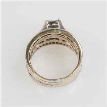 1.30cts TW Diamond 14kt Gold Two-tone Bridal Set-Evaluated By Our Certified Gemologist-AGS/GIA