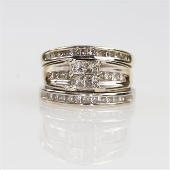 1.30cts TW Diamond 14kt Gold Two-tone Bridal Set-Evaluated By Our Certified Gemologist-AGS/GIA