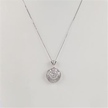 1.34cts TW Diamond Pendant With Necklace 14kt White Gold