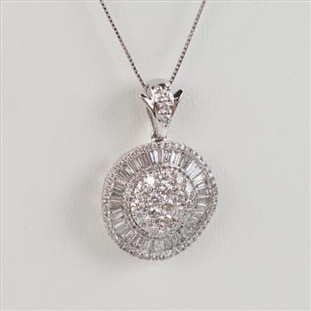 1.34cts TW Diamond Pendant With Necklace 14kt White Gold