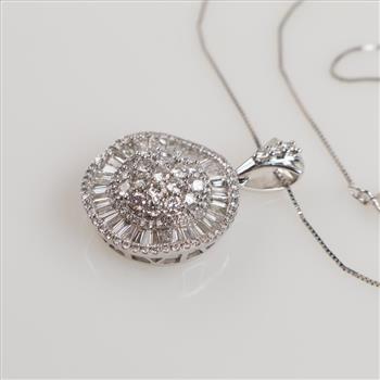 1.34cts TW Diamond Pendant With Necklace 14kt White Gold