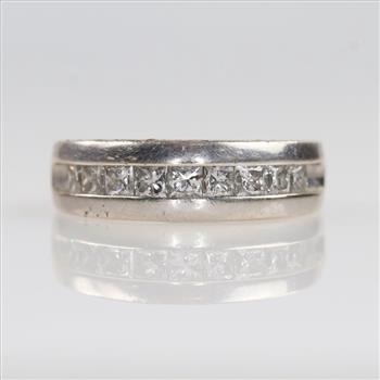 1.35cts TW Diamond 10kt White Gold Band -Evaluated By Our Certified Gemologist-AGS/GIA