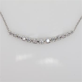 1.37cts TW Diamond 18kt White Gold Necklace - Evaluated By Our Certified Gemologist-AGS/GIA