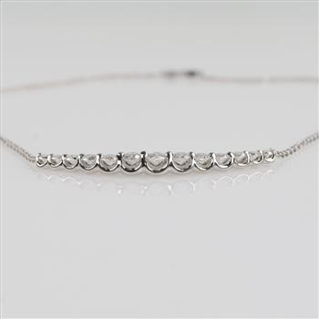1.37cts TW Diamond 18kt White Gold Necklace - Evaluated By Our Certified Gemologist-AGS/GIA