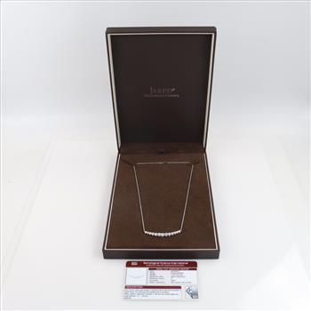 1.37cts TW Diamond 18kt White Gold Necklace - Evaluated By Our Certified Gemologist-AGS/GIA