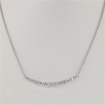 1.37cts TW Diamond 18kt White Gold Necklace - Evaluated By Our Certified Gemologist-AGS/GIA