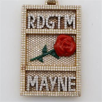 13.83ctTW Diamond 14kt Gold Rose Rectangular Pendant -Evaluated By Our Certified Gemologist-AGS/GIA