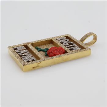 13.83ctTW Diamond 14kt Gold Rose Rectangular Pendant -Evaluated By Our Certified Gemologist-AGS/GIA