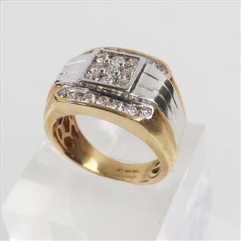 1.38cts Diamond 14kt Two Tone Gold Signet Ring