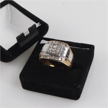 1.38cts Diamond 14kt Two Tone Gold Signet Ring