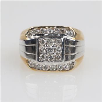 1.38cts Diamond 14kt Two Tone Gold Signet Ring