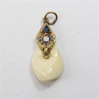 13k Gold 2.61g Elk Tooth Pendant