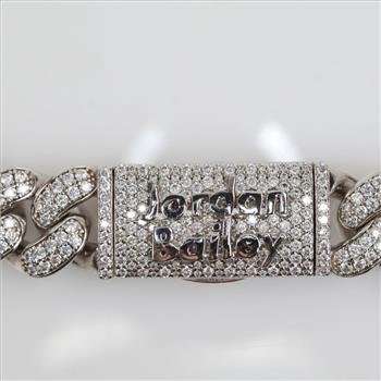 14.32ctTW Diamond Sterling Silver Curb Link Necklace-Evaluated By Our Certified Gemologist-AGS/GIA