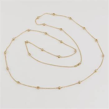 1.44cts TW Diamond Bezel 14kt Gold Necklace -Evaluated By Our Certified Gemologist-AGS/GIA