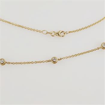 1.44cts TW Diamond Bezel 14kt Gold Necklace -Evaluated By Our Certified Gemologist-AGS/GIA