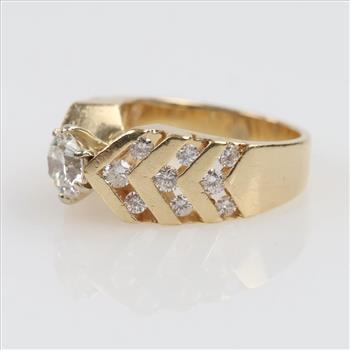 1.47cts TW Diamond 14kt Gold Engagement Ring-Evaluated By Our Certified Gemologist-AGS/GIA