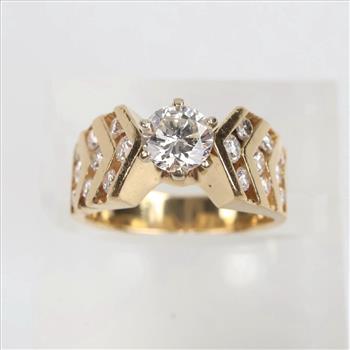 1.47cts TW Diamond 14kt Gold Engagement Ring-Evaluated By Our Certified Gemologist-AGS/GIA