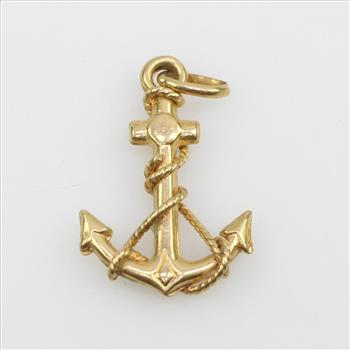 14k Gold Anchor Pendant