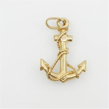 14k Gold Anchor Pendant