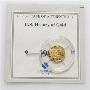 14k Gold California Gold Rush Coin Tribute