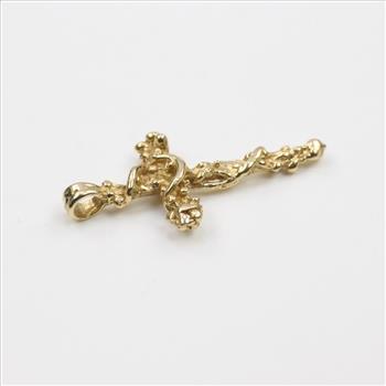 14k Gold Cross With Vines Pendant