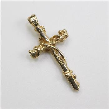14k Gold Cross With Vines Pendant