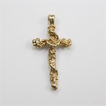 14k Gold Cross With Vines Pendant
