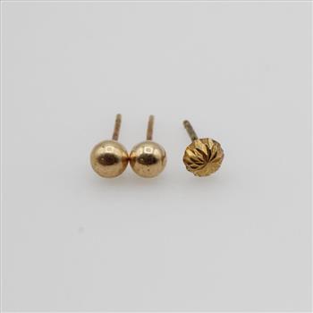 14k Gold Earrings, 3 Pieces