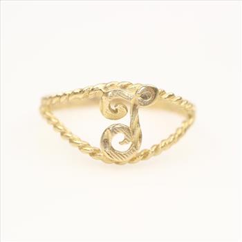 14k Gold Letter Script Ring