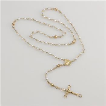 14k Gold Pearl Rosary