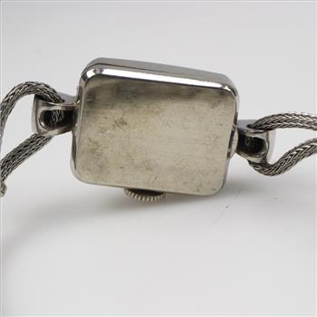 14k White Gold Diamond Banner Precision Antique Watch