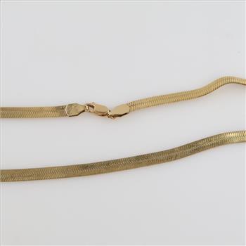 14kt GF Herringbone Chain Link Chain Necklace