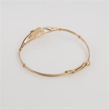 14kt GF Iridescent Stone Religious Heart Bangle Bracelet