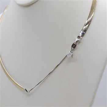 14kt GF Two Tone Reversible Omega Necklace With Silver Extender