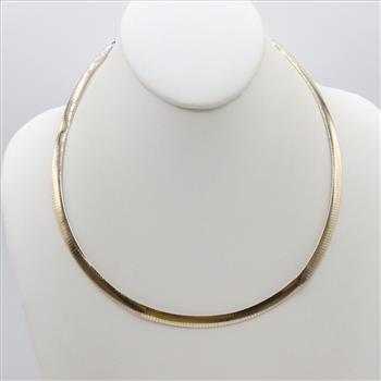 14kt GF Two Tone Reversible Omega Necklace With Silver Extender