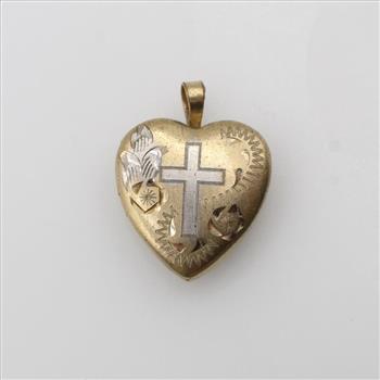 14kt GF Two-tone Religious Heart Locket
