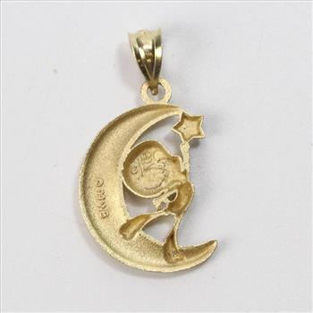 14Kt Gold, 1.39g, Crescent Moon And Tweety Bird Pendant