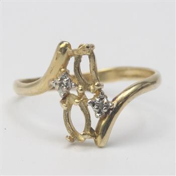 14kt Gold 1.4g Diamond Accented Empty Setting Ring